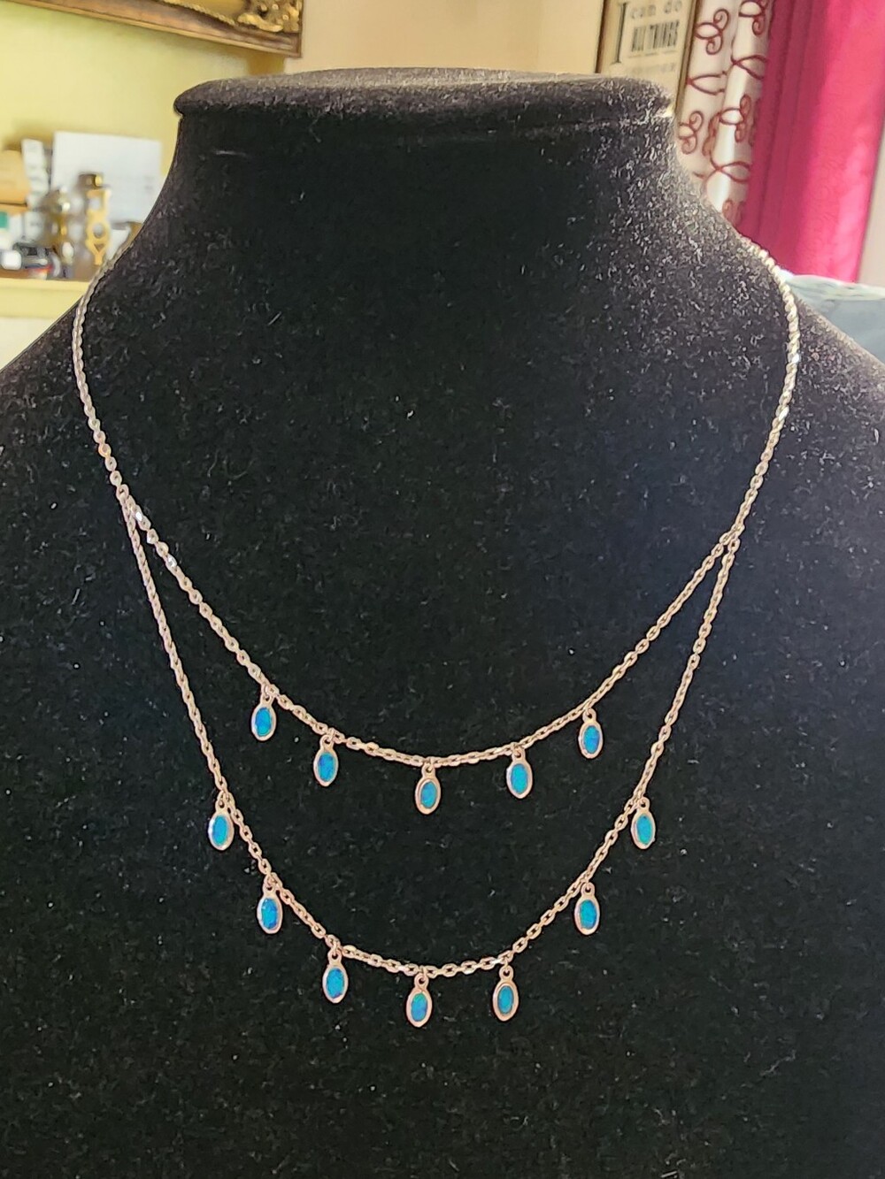 925 Sterling Silver Opal Necklace